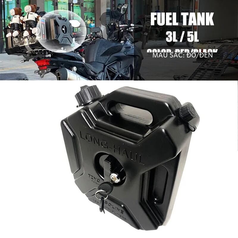 Xe Máy Di Động Nhựa Khí Nhiên Liệu 3L/5L Dự Phòng Khẩn Cấp Xăng Diesel Lưu Trữ Có Khóa Kỹ Thuật Cao Cấp Nhựa