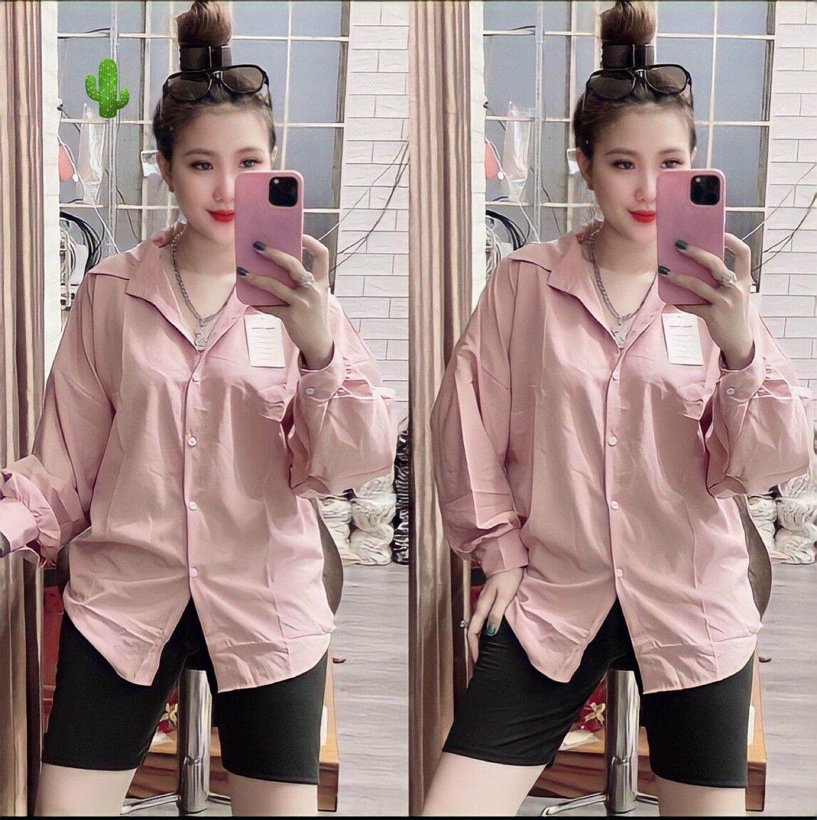 Áo kiểu nữ áo sơ mi tay dài áo sơ mi công sở áo sơ mi đi làm áo vải kate form 55kg
