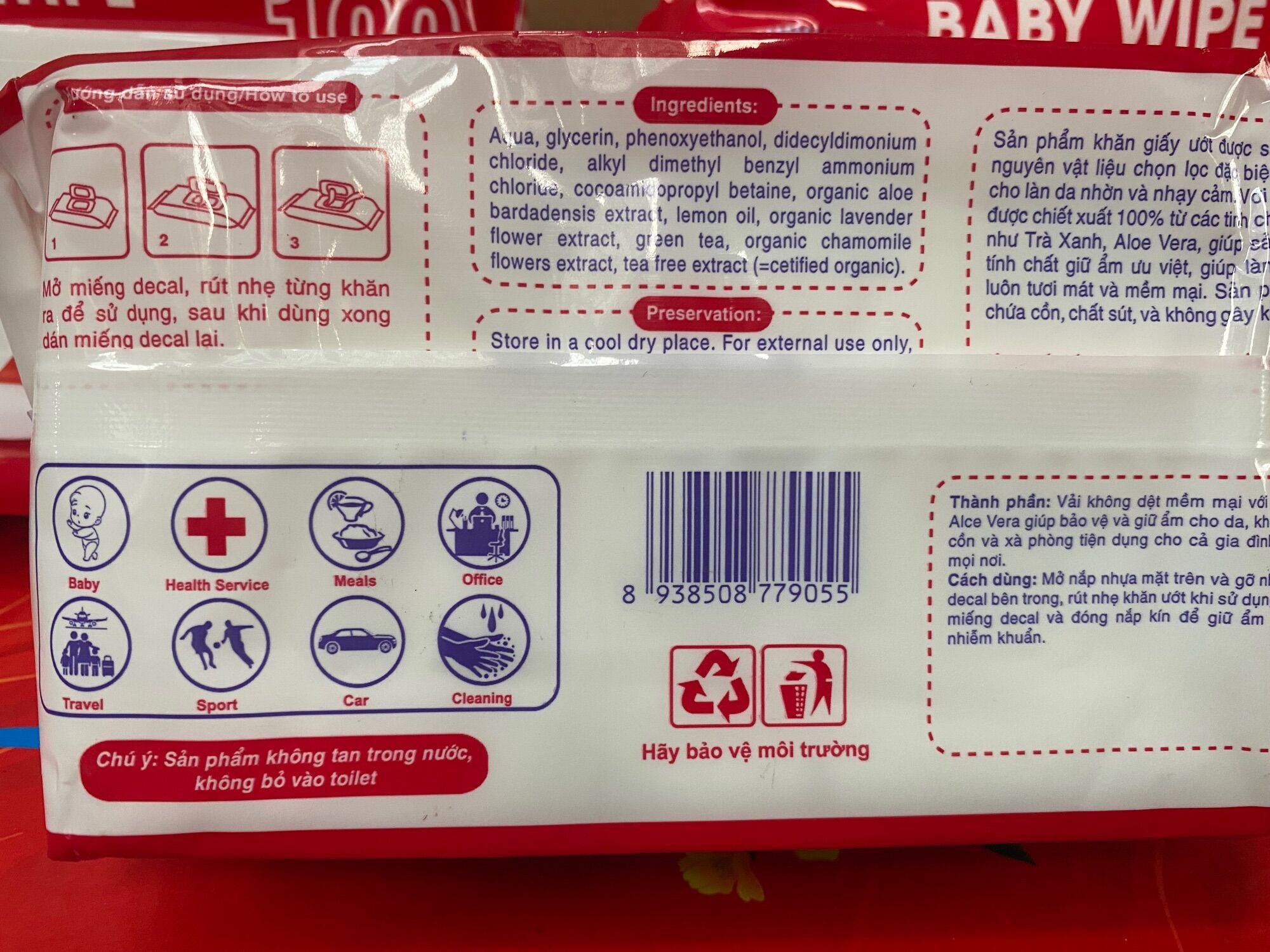 GIẤY ƯỚT BABY WIPE (Mầu Đỏ)