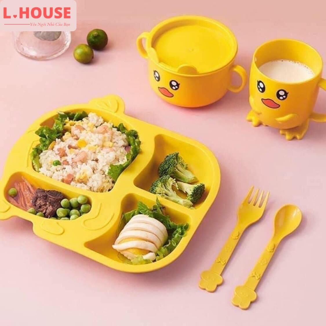 Set ăn cơm khay vịt vàng