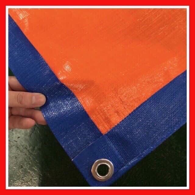 Bạt Che Mưa Nắng Khổ 6 Mét Xanh Cam Hàn Quốc Loại 1 Có khoen 4 xung quanh