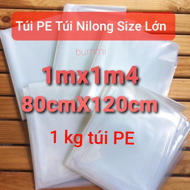 Túi Nilong loại to KHÔNG QUAI 1kg 1k1 Bao Nilong loại to size lớn loại trơn bóng dẻo