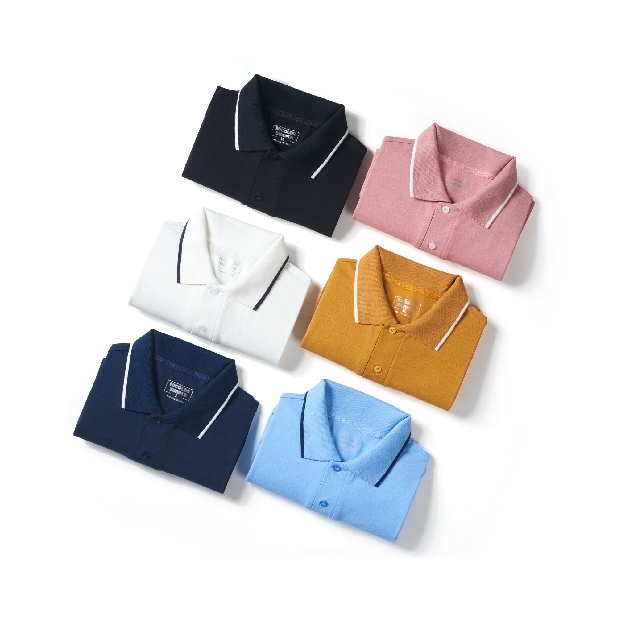 Áo thun polo nam cổ bẻ màu trắng trơn, đen trơn, vải sược cao cấp Nicolas
