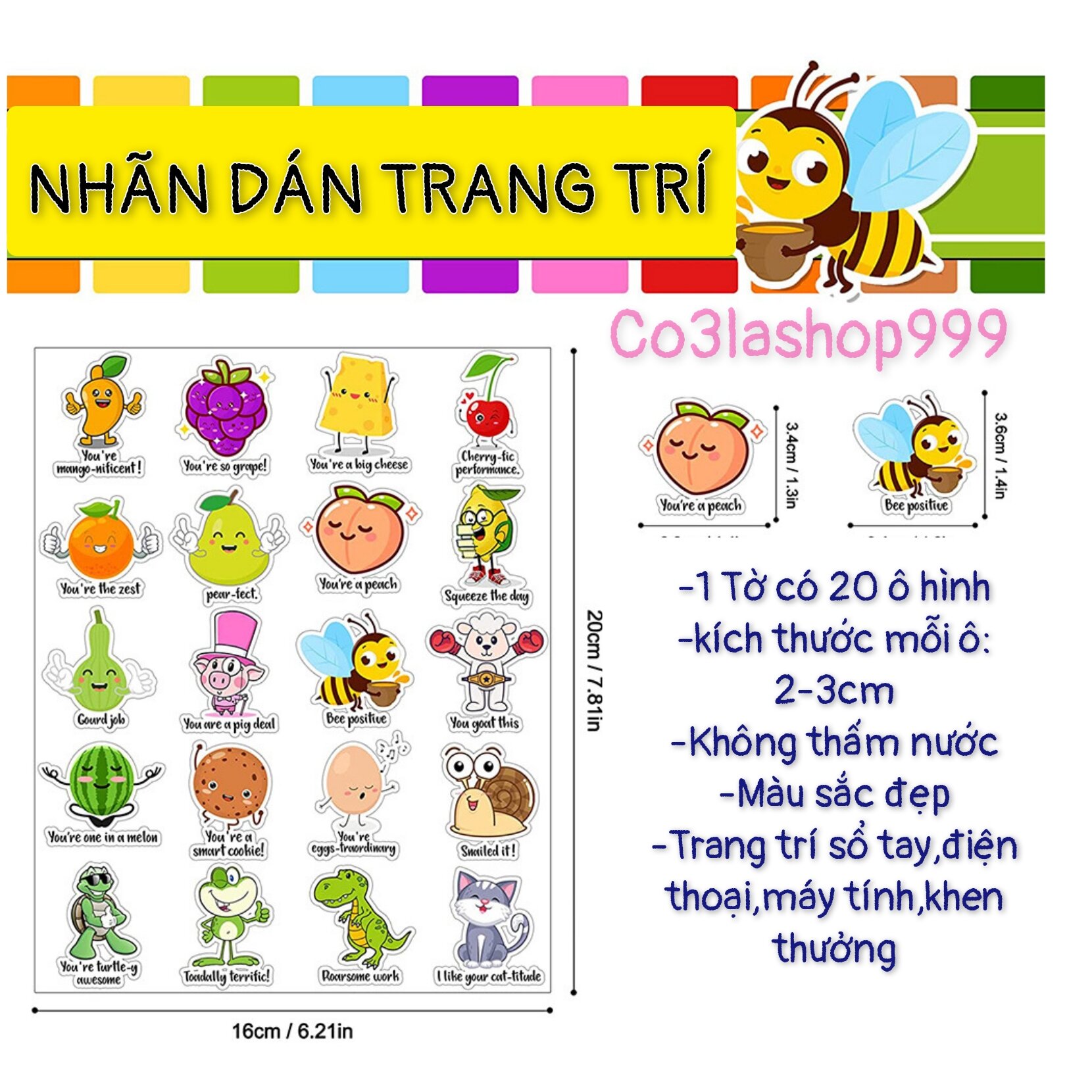 Sticker dán trang trí sổ tay,khen thưởng không thấm nước