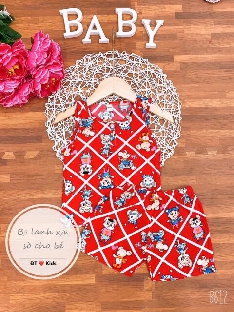 Đồ bộ sát nách lanh lụa mặc nhà bé trai bé gái