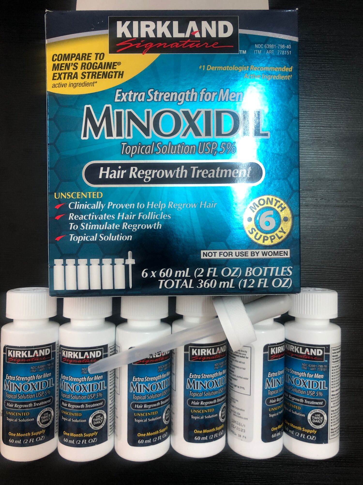 [HCM]Kirkland minoxidil 5% dung dịch cải thiện tóc hói và mọc râu hộp nguyên 6 chai x 60ml kèm ống hút Zin nhập khẩu