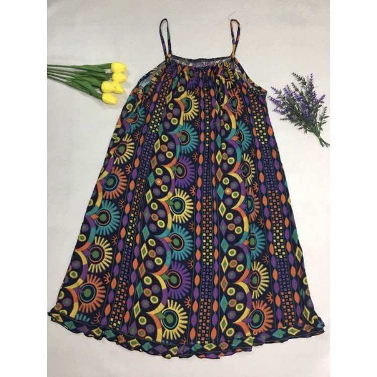 Đầm 2 dây Lanh (Tole) Size Từ 45kg-65kg.