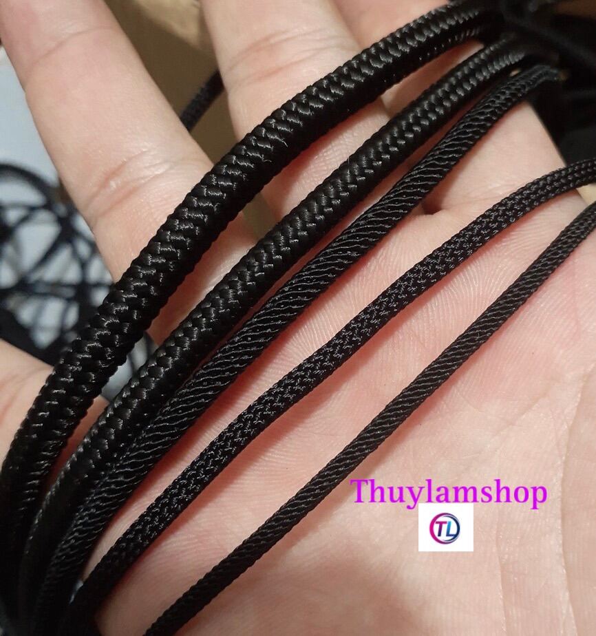 Bó 10m dây dù Thái 3li 4li 5li bền đẹp màu đen làm vòng đeo tay đeo cổ thời trang