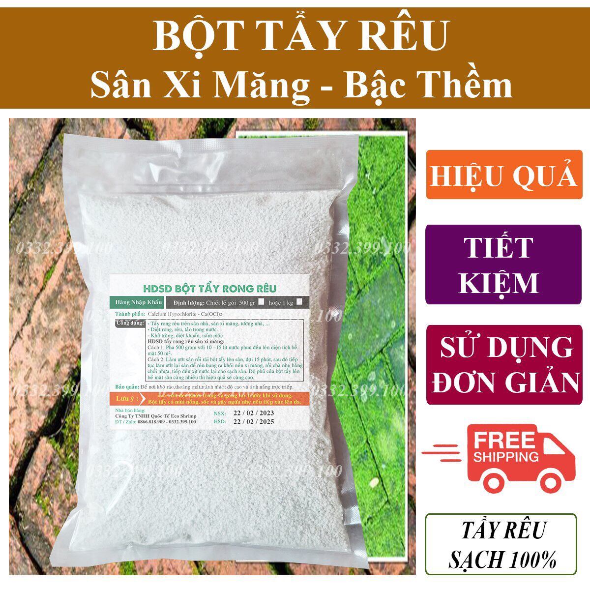 1kg Bột Tẩy Rong Rêu Siêu Sạch 99% Tẩy Sân Vườn Sàn Nhà ,Tường Xi Măng [ Bột Loại Tốt ]