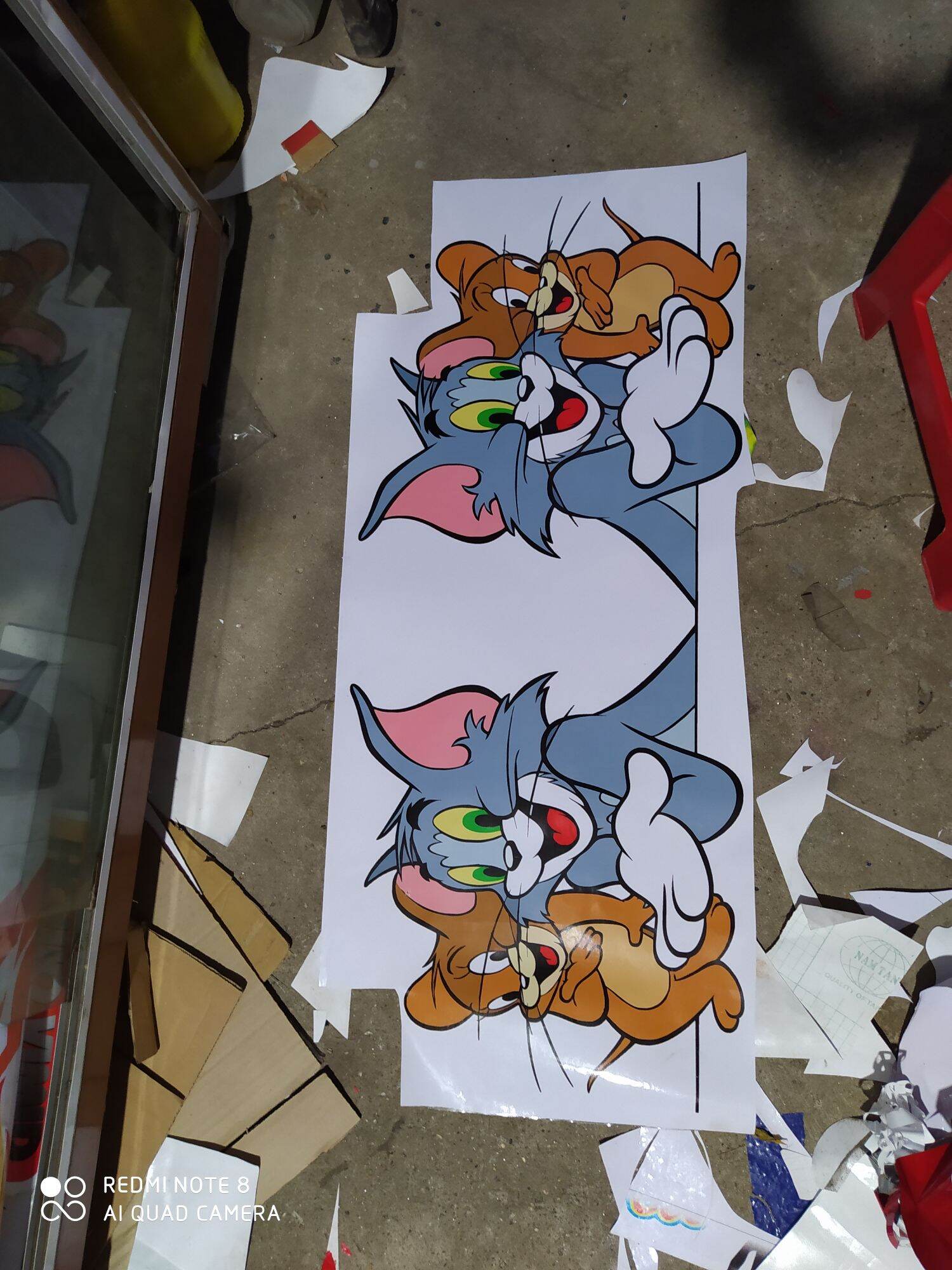 (Decal) cặp TEM TOM & Jerry mèo chuột dán trang trí xe