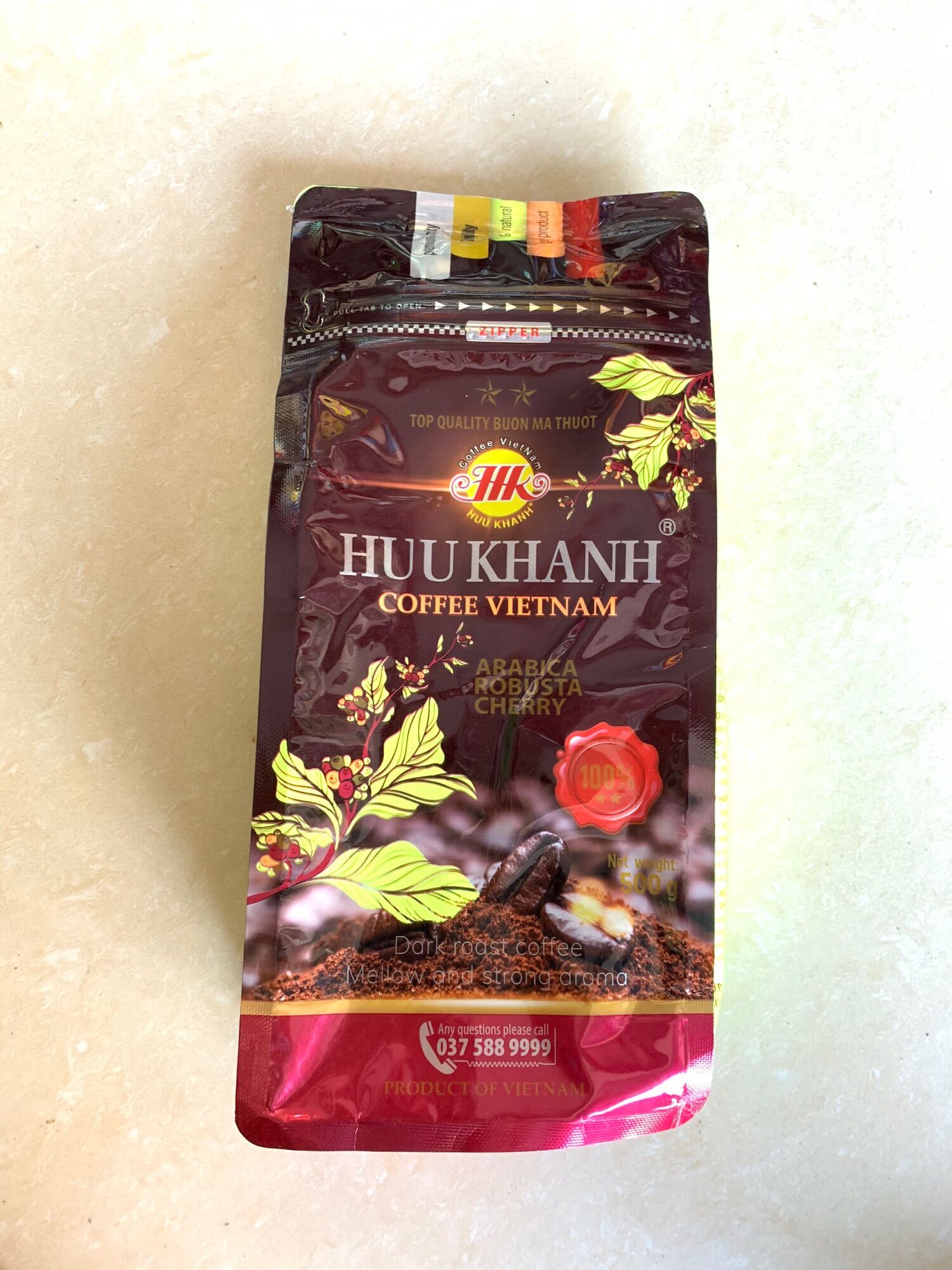 Cà phê hữu khánh . hàng chính hãng. 500g.