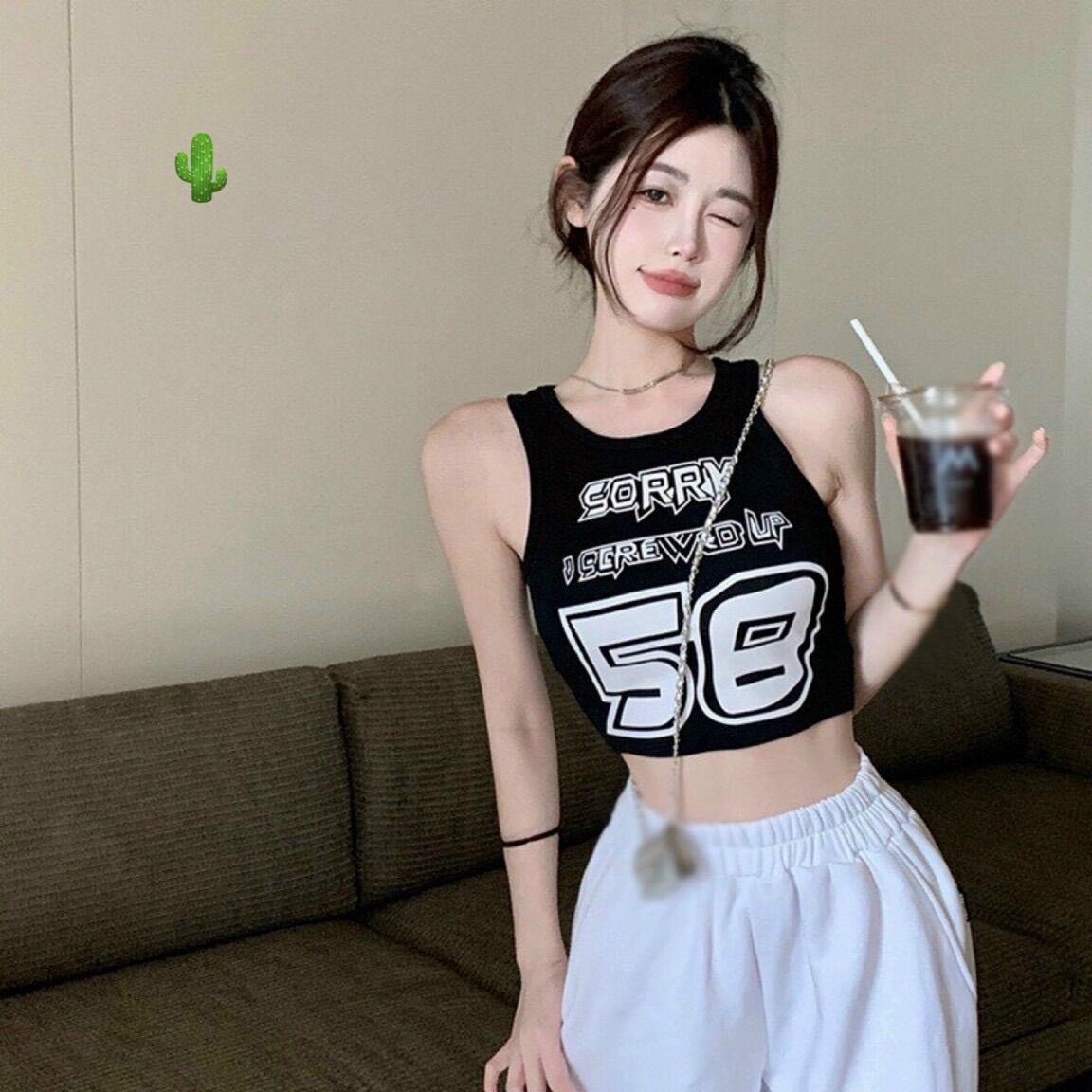 Áo croptop ba lỗ số 58 pc