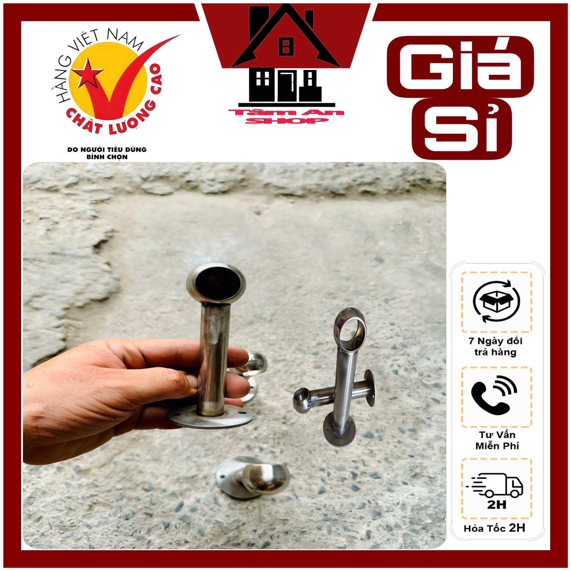 Cốc bát chụp và nối ống fi 22 treo màng rèm treo quần áo khăn , bát inox
