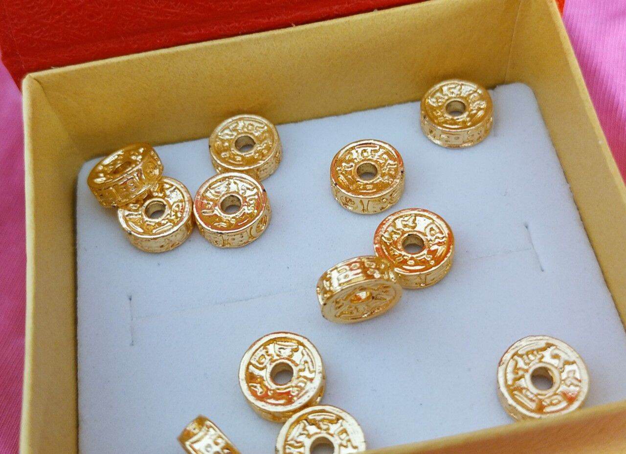 Charm bánh xe charm chặn hạt khắc chú ommani chú đại bi xâu vòng