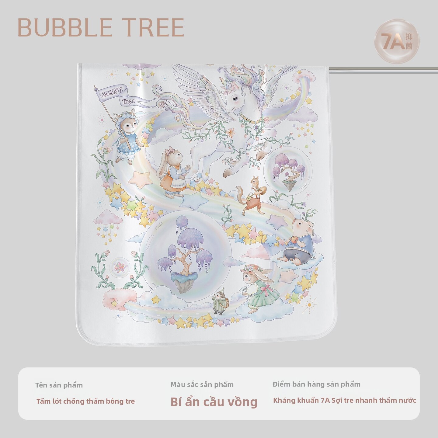 BUBBLE TREE | Đệm Thay Tã Chống Thấm Có Thể Giặt Được và Thoáng Khí