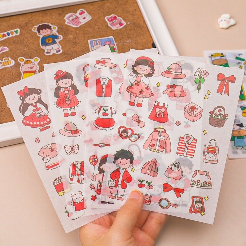 Set 4 Tấm Sticker Dễ Thương Dùng Trang Trí Sổ