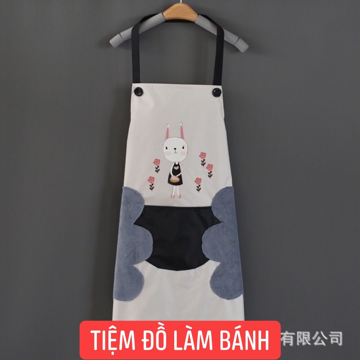 Tạp dề làm bếp chống thấm hoạ tiết Thỏ Hoa