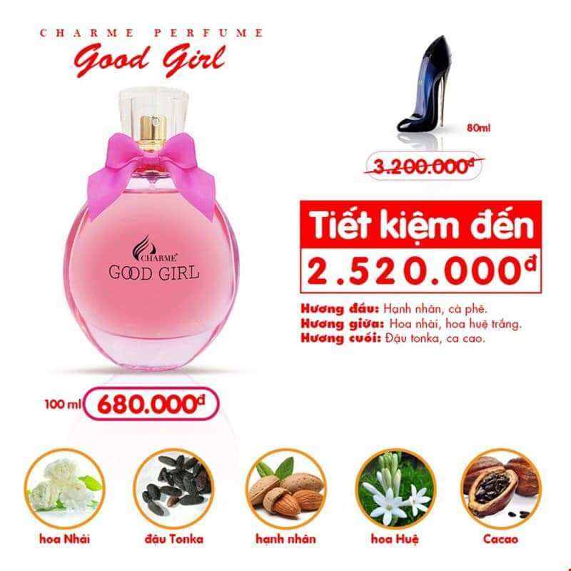 Nước hoa nữ charme good girl 100ml