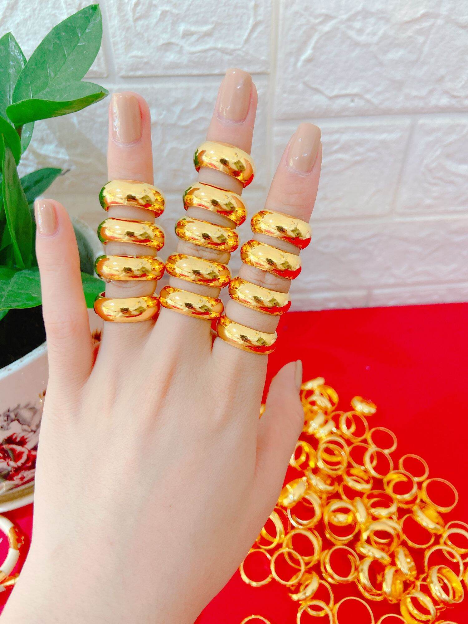 nhẫn chỉ chơn loại 3 chỉ vàng non