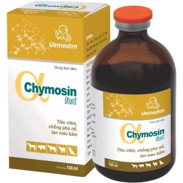 Chymosin fort 100ml tiêu viêm, giảm sưng, tan máu bầm, chống phù nề, phục hồi chấn thương vật nuôi,