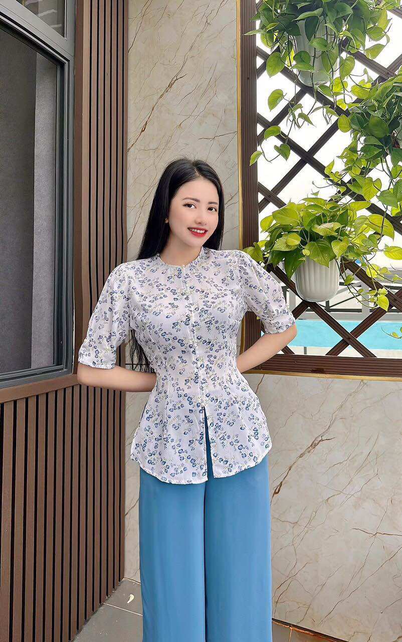 Set bộ Bà Ba tay búp vải lụa mango sang trọng trang nhã
