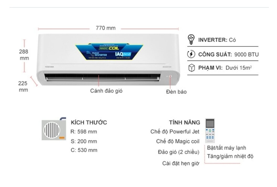 Máy lạnh toshiba inverter 1 hp ras-h10h4