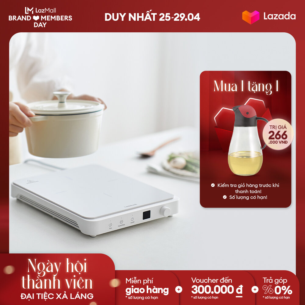  Bếp điện từ Lock&Lock Bianco Slim induction cooker EJI146WHT màu trắng siêu mỏng công suất mạnh đa chế độ nấu 