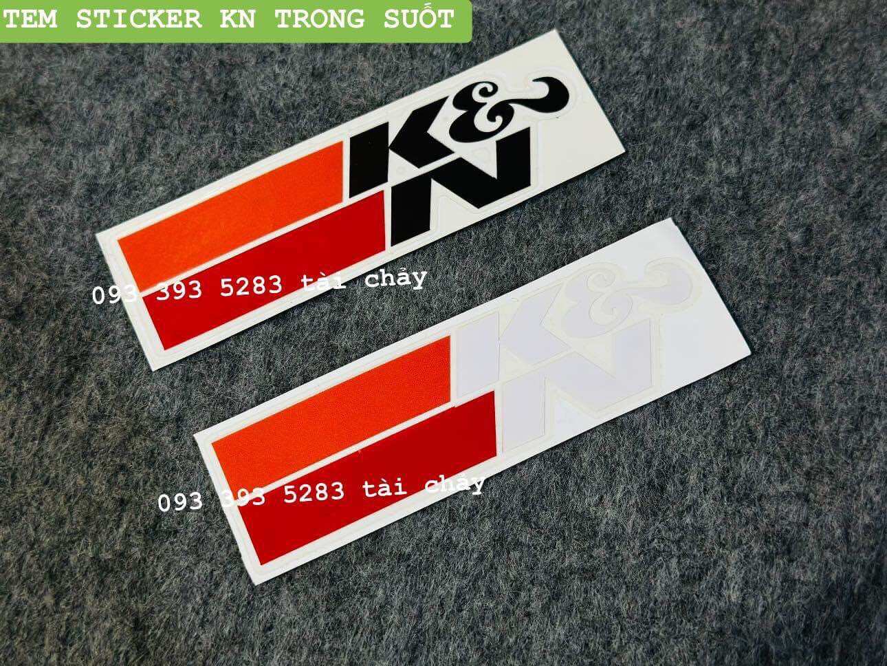[ 1 MIẾNG ] TEM STICKER K&N TRONG SUỐT DÁN ĐƯỢC NHIỀU VI TRÍ