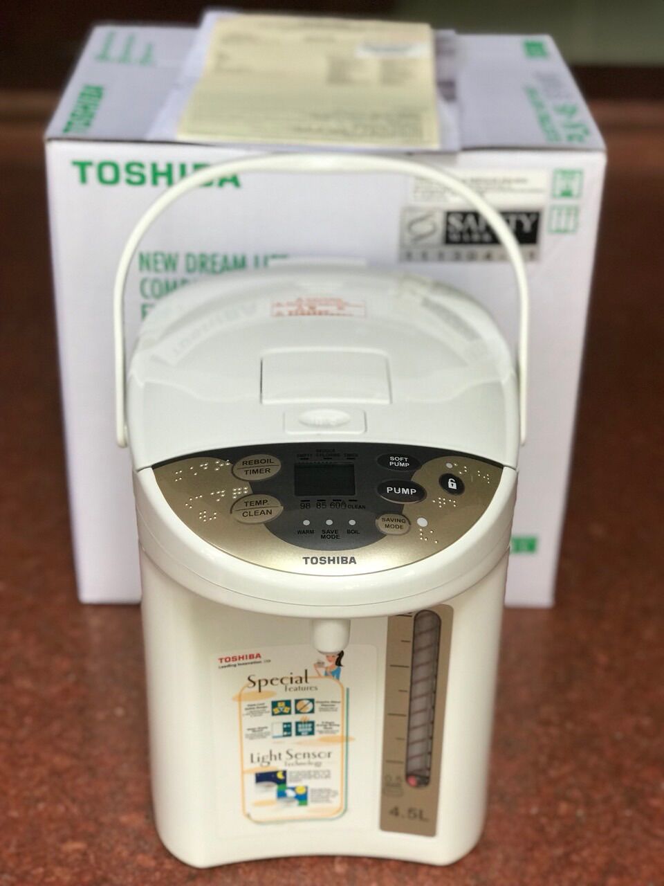 Bình thủy điện Toshiba 4.5 lít PLK-45SF made in Thái Lan, sản phẩm được bảo hành 12 tháng ( bảo hành điện tử)