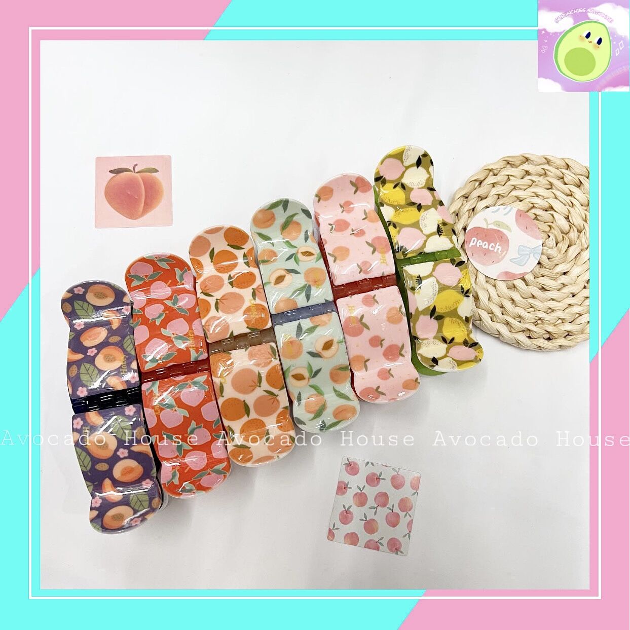 Kẹp tóc càng cua 5 răng hình trái đào Honey