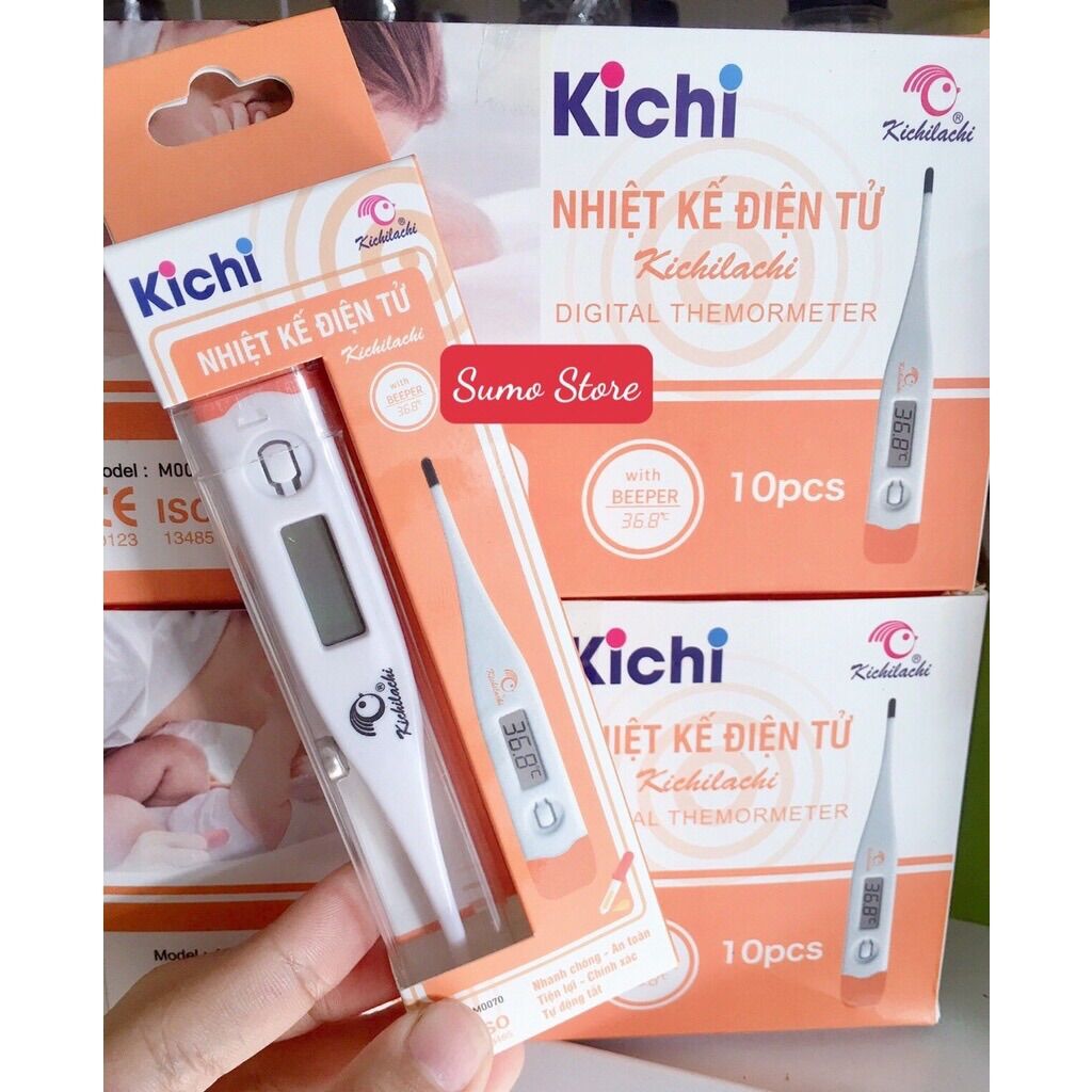 Nhiệt kế kichi đo nhiệt độ cho bé kẹp nách hoặc ngậm miệng
