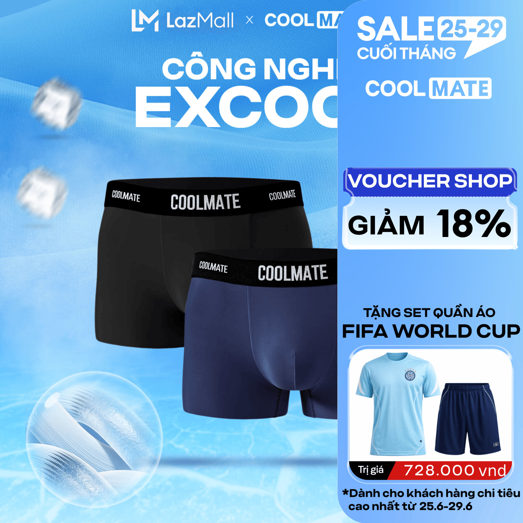 Combo 2 quần lót nam Trunk Excool Clean Cut - Coolmate [KHÔNG ĐỔI TRẢ]