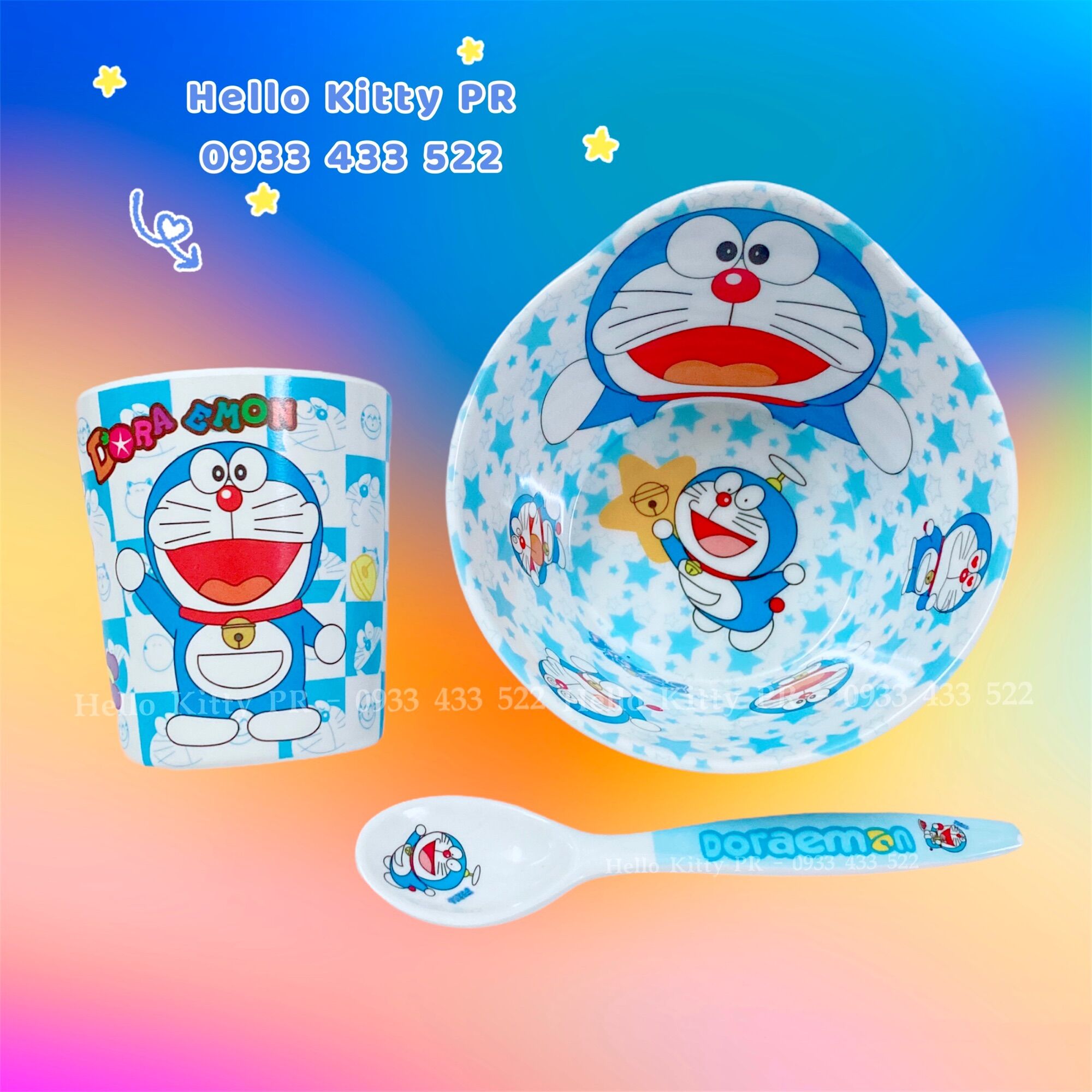 Combo chén muỗng ly cốc Doremon Doraemon