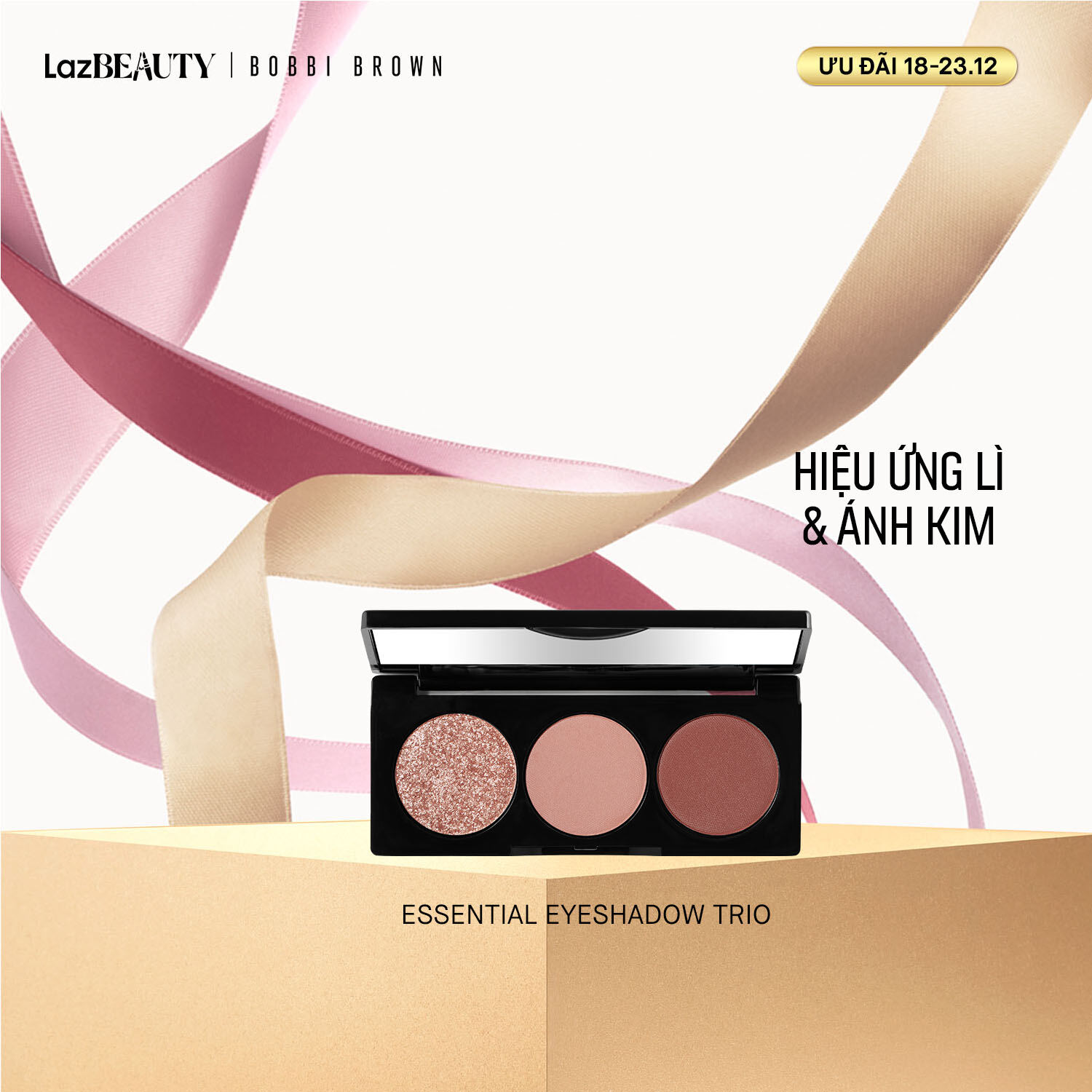   ƯU ĐÃI 18-23.12  Bảng mắt Bobbi Brown Essential Eye Shadow Trios  bảng mắt với màu lì và ánh nhũ chất phấn mịn mướt lên màu và tán màu dễ dàng 