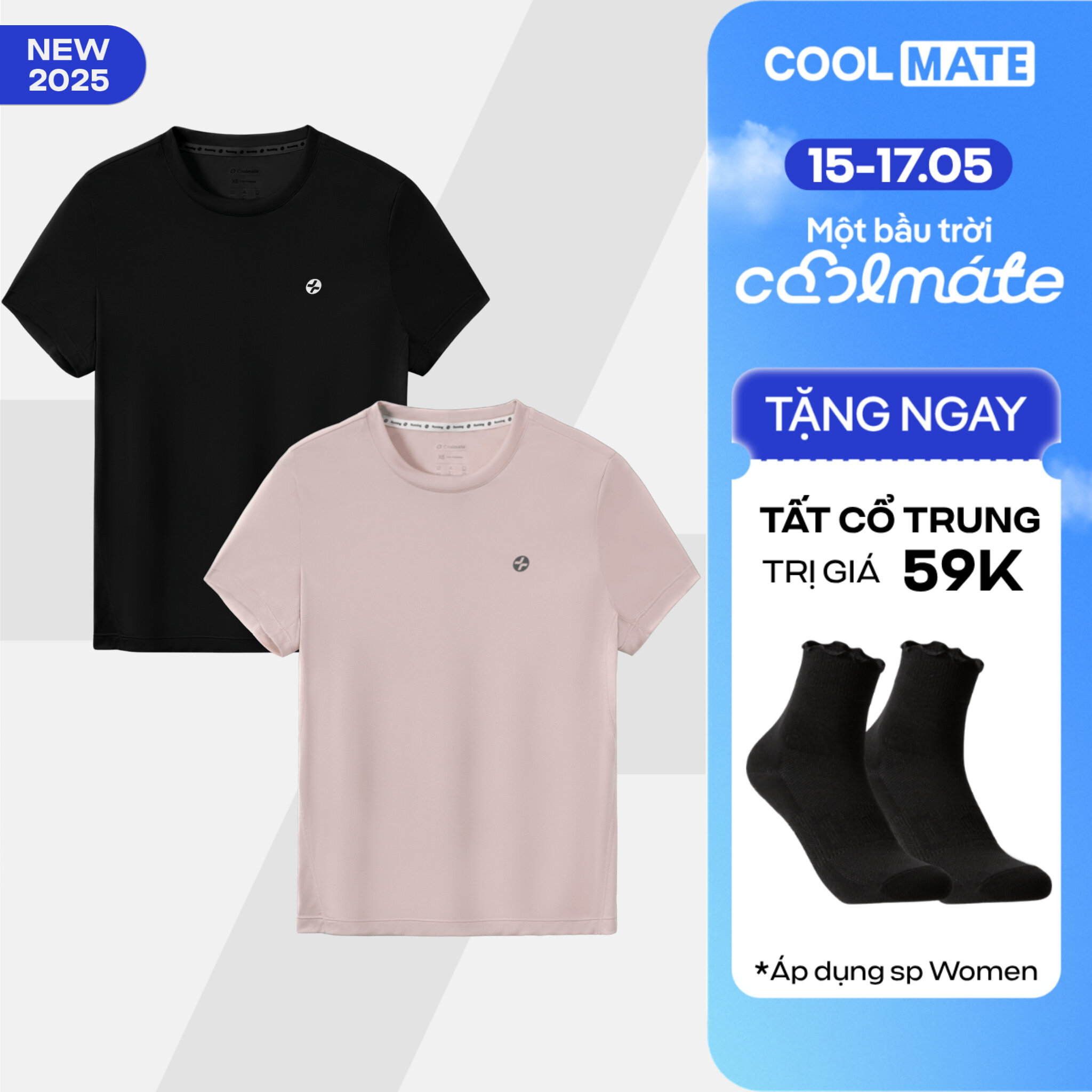 [TẶNG TẤT CỔ TRUNG]Combo 2 áo thun thể thao nữ Core Tee chạy bộ, tập gym, Pickleball siêu nhẹ, thấm hút, nhanh khô - Coolmate Women