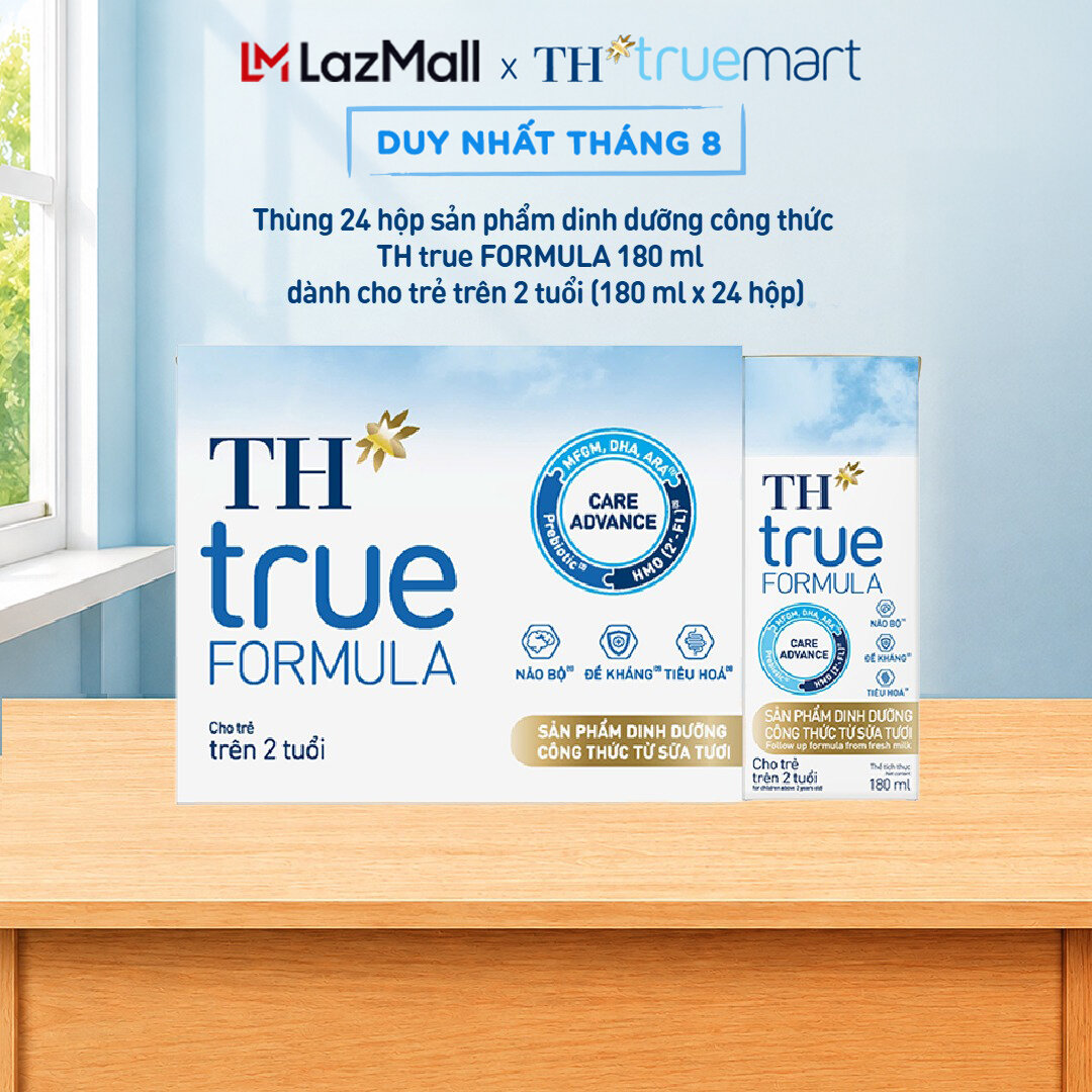 Thùng 24 hộp sản phẩm dinh dưỡng công thức từ sữa tươi dành cho trẻ trên 2 tuổi TH true FORMULA 180 ml (180 ml x 24)