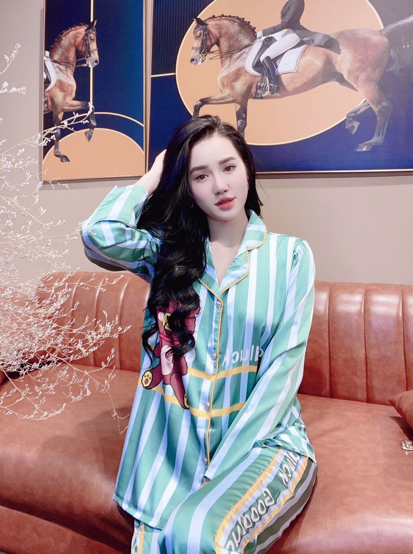 Đồ bộ lụa cao cấp pijama lụa dài tay tơ lụa Quảng Châu (hàng mới về)