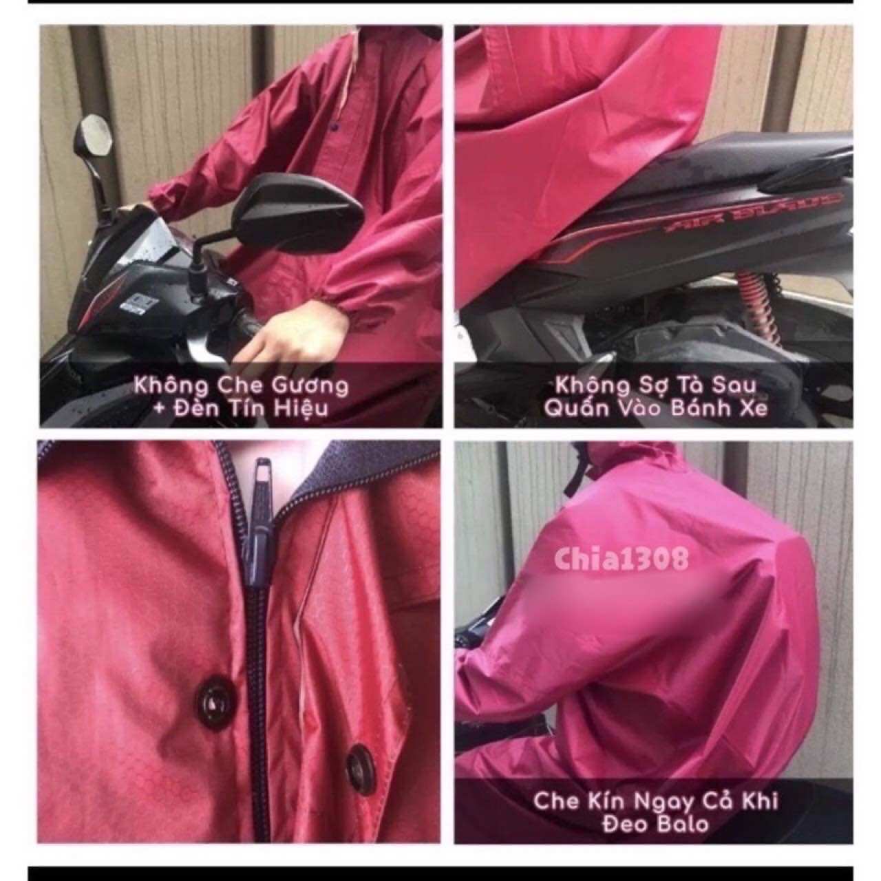 [HCM]Áo mưa dây khóa kéo cao cấp da cá 1m4( áo mưa măng tô)( sỉ ib)