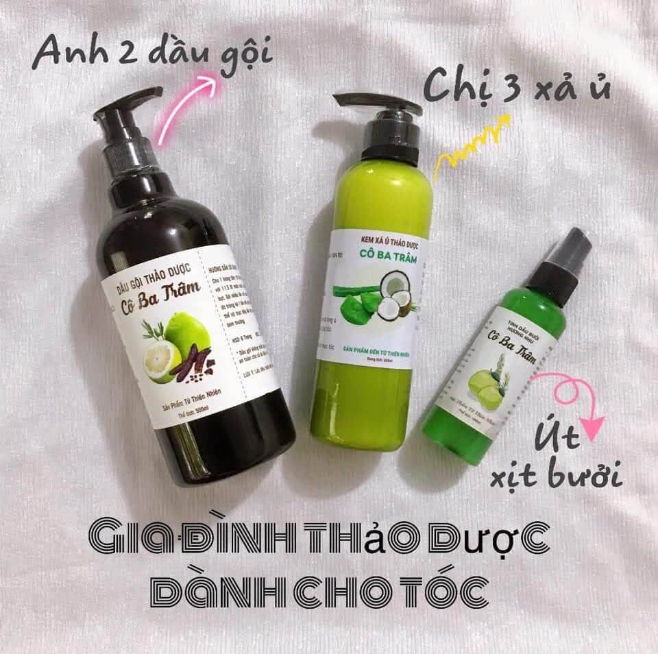 Combo dầu gội thảo dược kem ủ xả bưởi tinh dầu bưởi hương nhu ngăn rụng tóc kích thích mọc tóc giúp tóc chắc khoẻ mềm mượt