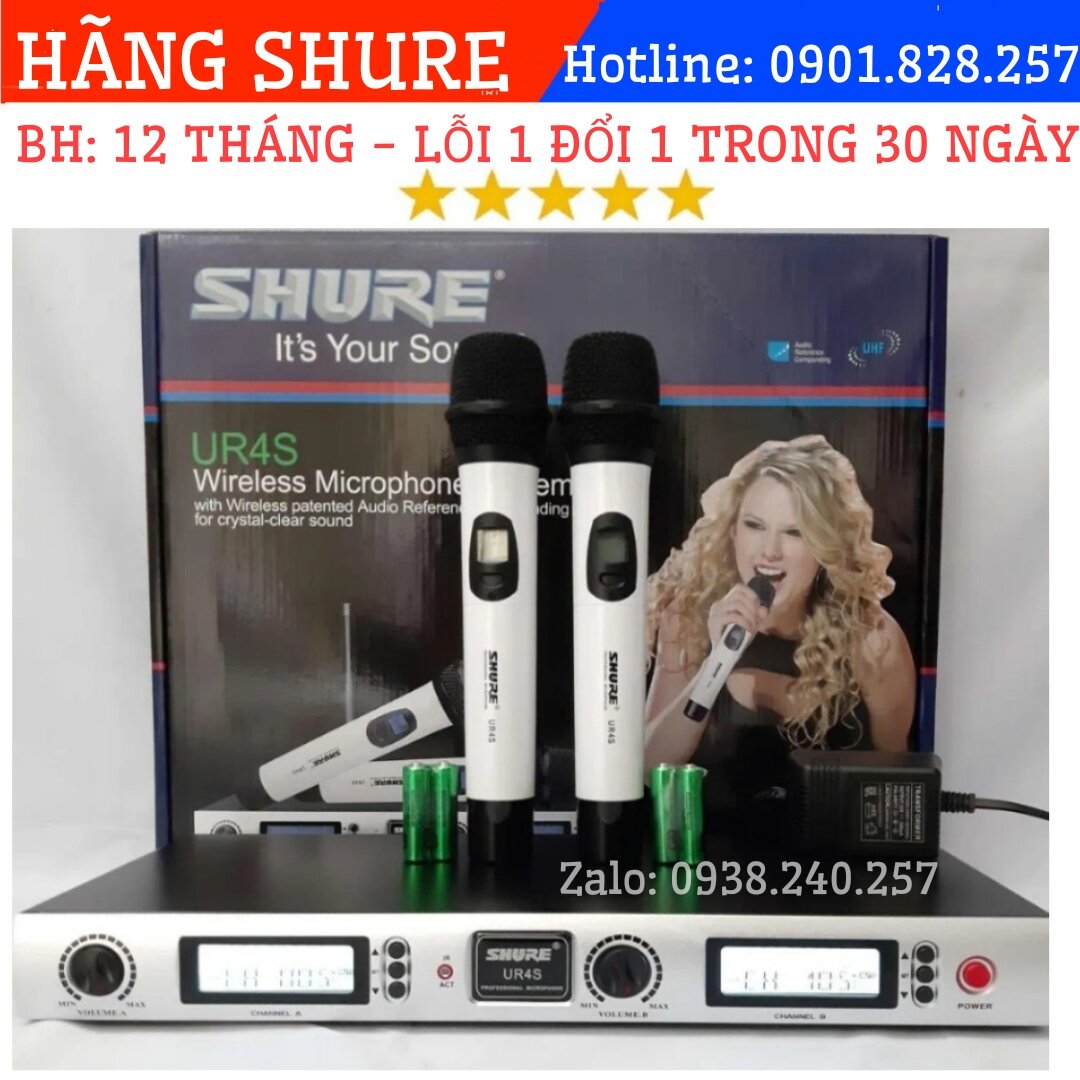 Micro karaoke không dây shure UR4S hàng chuẩn cao cấp chống hú tốt, độ nhạy cao bảo hành 12 tháng