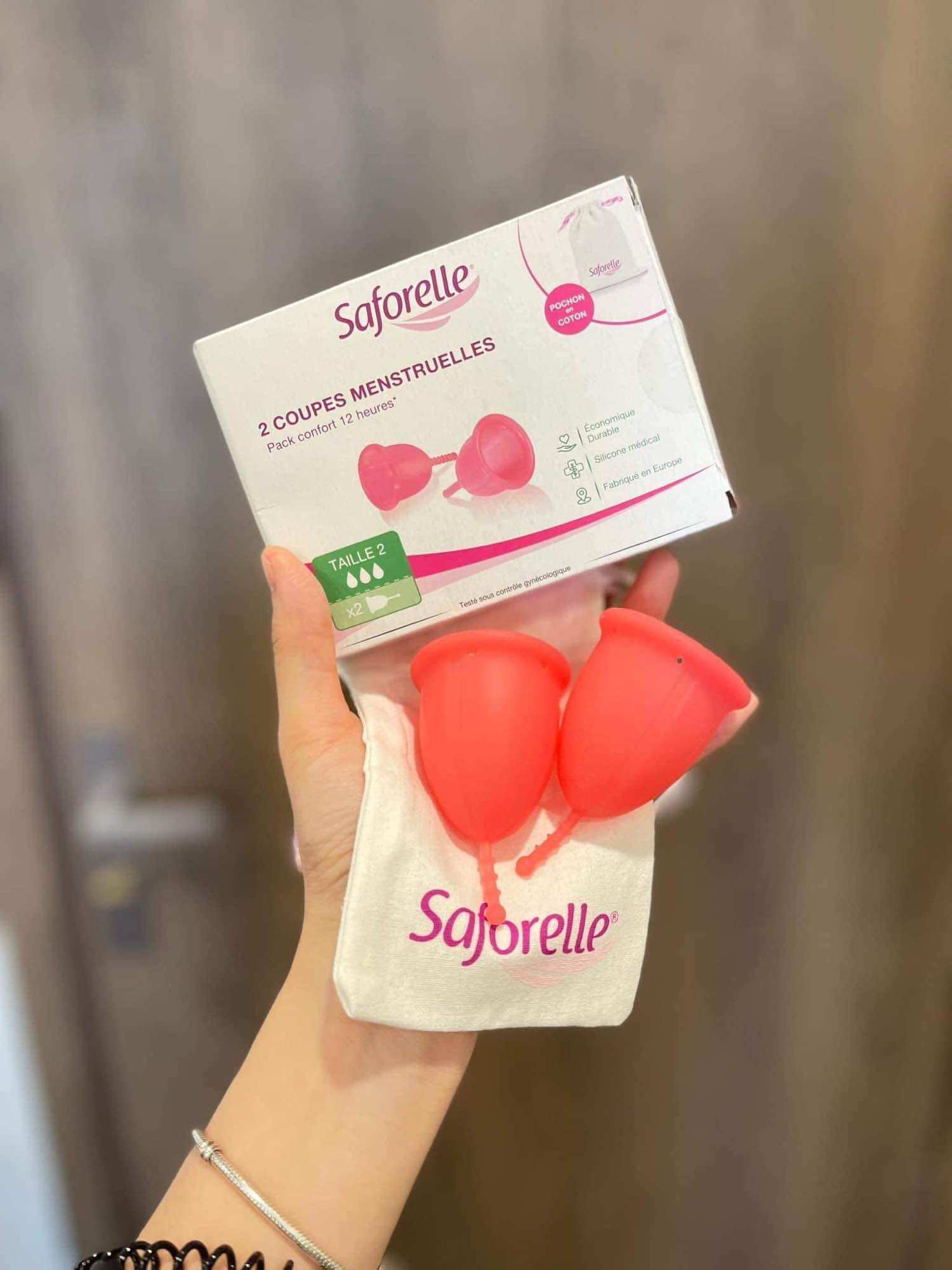 Cốc nguyệt san Saforelle số một Pháp đủ 2 size