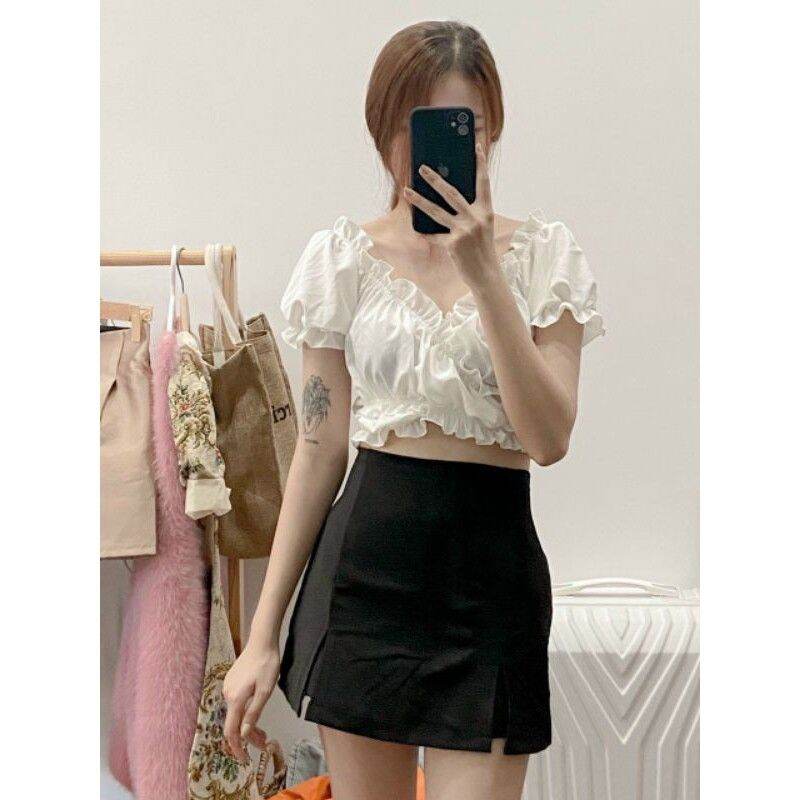 ÁO CROPTOP ĐAN DÂY CHÉO BỤNG XINH ĐẸP a22