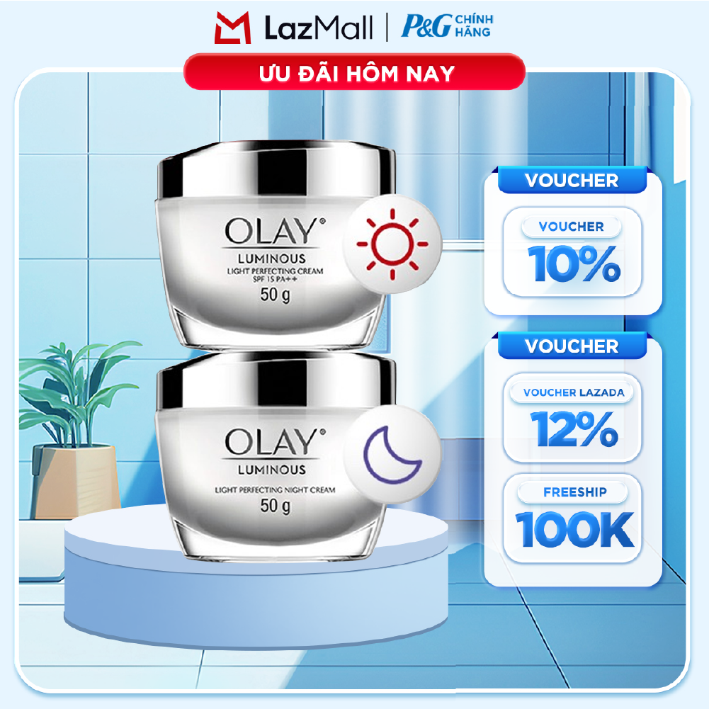 Combo Kem Dưỡng Ngày  Đêm OLAY LUMINOUS Dưỡng Sáng Da Hũ 50G