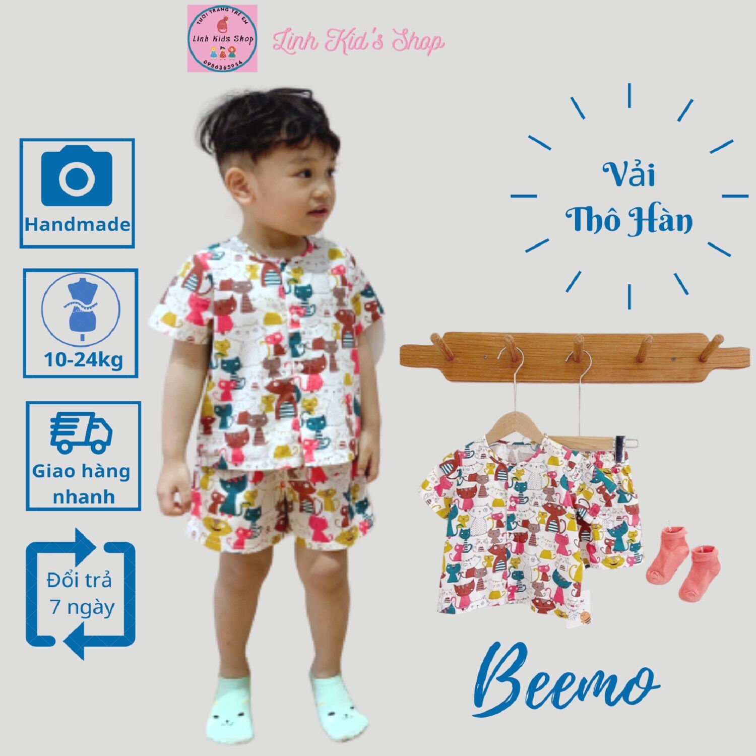 [FREESHIP] Bộ mặc nhà cho bé 9-26kg