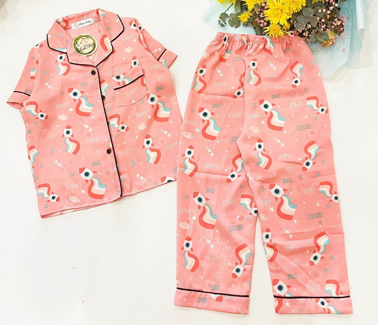 Bộ pijama cho bé trai bé gái chất lụa mango cao cấp ( 17-45kg )