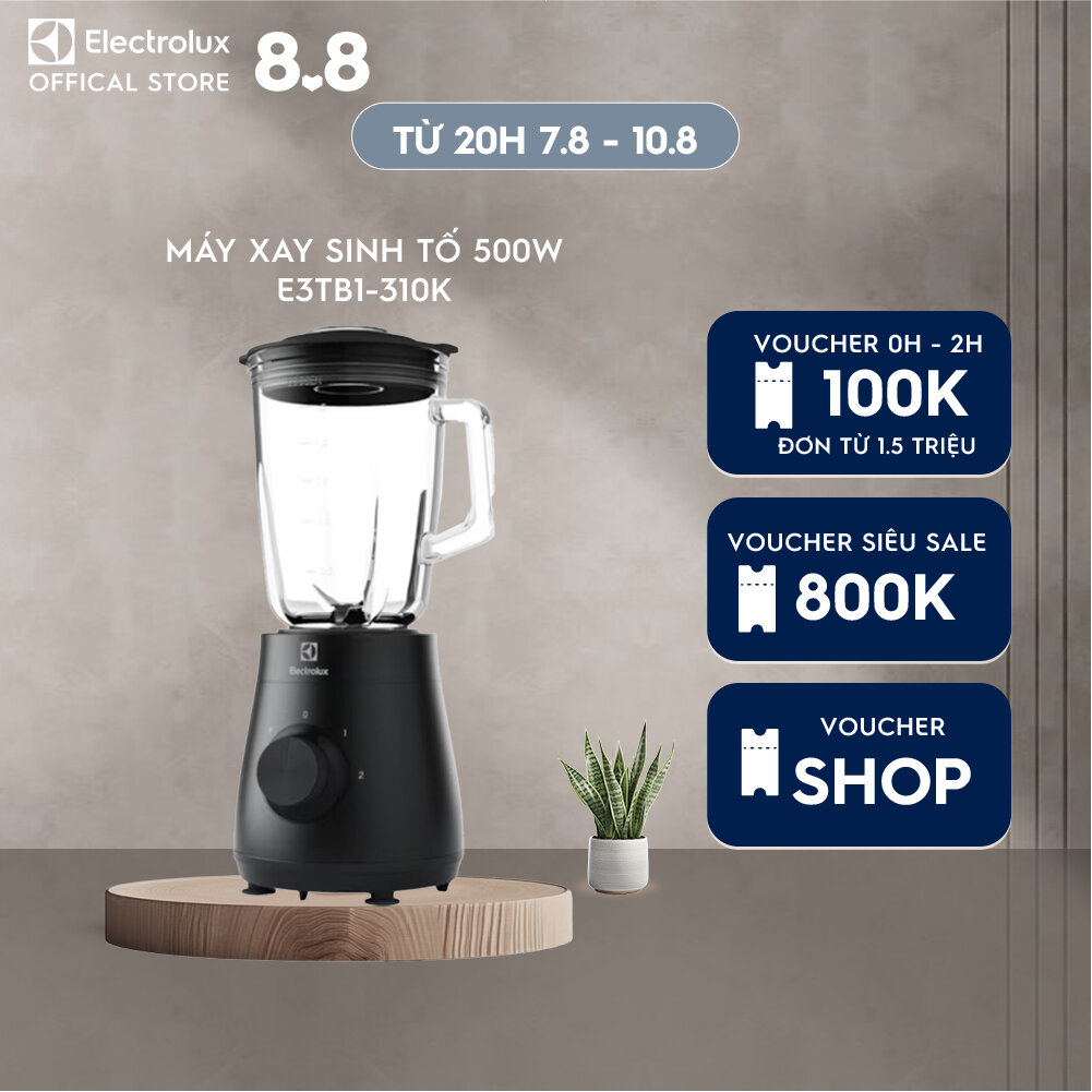 Máy xay sinh tố electrolux 500w e3tb1-310k với 2 tốc độ xay