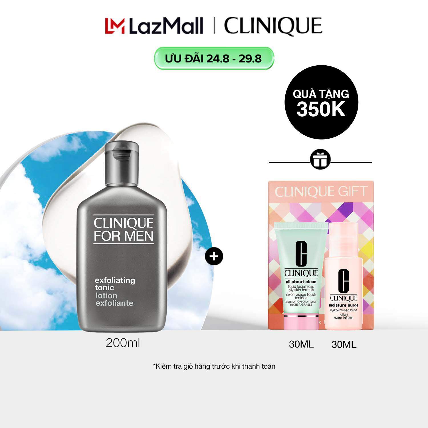 Nước thanh tẩy làm sạch thoáng, loại bỏ ô nhiễm bụi bẩn cho nam da thường đến da khô Clinique For Men Exfoliating Tonic - Exfoliator 200ml
