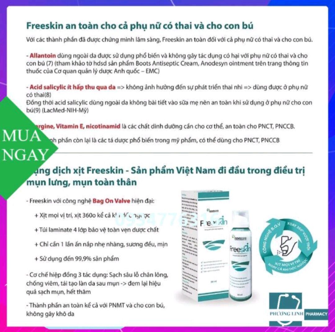 Freeskin dung dịch xịt mụn 80ml và gel tắm 250ml