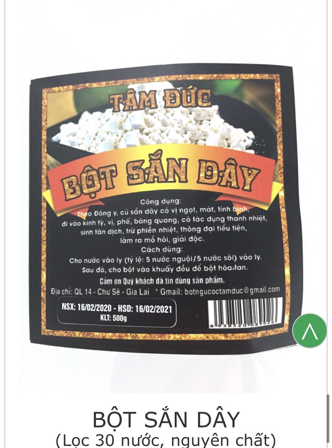 Sắn Dây Nguyên Chất Túi 500gram