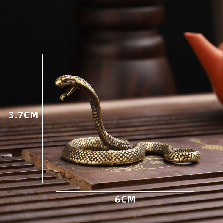 Solid Pure Copper Year of Snake Tea Table Small Ornaments Cobra Antique Reproduction Small Copper Pieces Bronze Statue Hand Pieces Copper Ware Tea Ornaments
